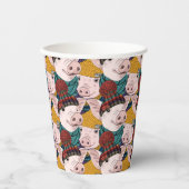Schweine mit Hattern Pappbecher (Vorderseite)
