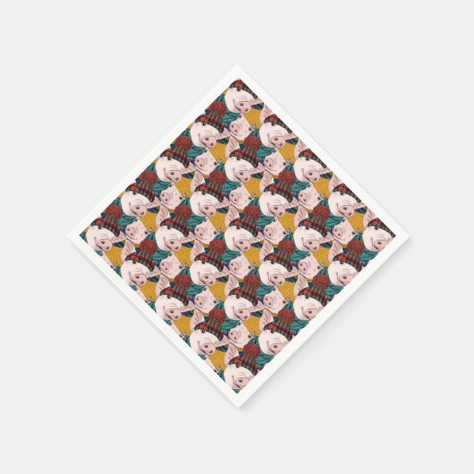 Schweine mit Hattern Serviette (Ecke)