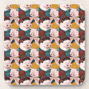 Schweine mit Hut-Muster Getränkeuntersetzer