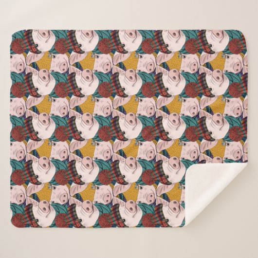 Schweine mit Hut-Muster Sherpadecke (Vorderseite (Horizontal))