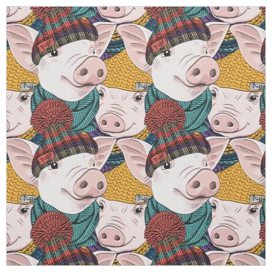 Schweine mit Hut-Muster Stoff (Muster)