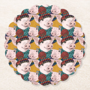 Schweine mit Hut-Muster Untersetzer