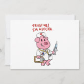 Schweine mit Spritze in der Hand| Rücken-Colon Einladung (Rückseite)