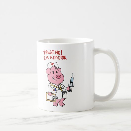 Schweine mit Spritze in der Hand| Rücken-Colon Kaffeetasse (Rechts)
