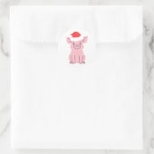 Schweine mit Weihnachtsmannmütze Runder Aufkleber (Tasche)