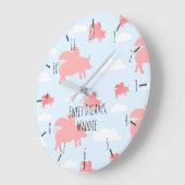Schweine mit Whimsikum Große Wanduhr (Winkel)