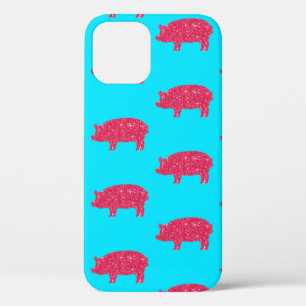 Schweine-Pferd-Silhouette Rosa Glitter Mädchenhaft Case-Mate iPhone Hülle