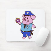 Schweine Polizist, der einen Donut isst| Rückenfar Mousepad (Mit Mouse)