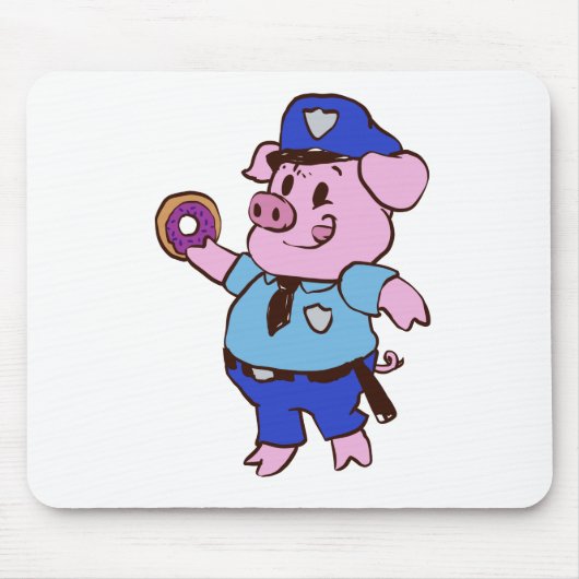 Schweine Polizist, der einen Donut isst| Rückenfar Mousepad (Vorne)