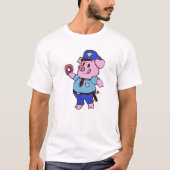 Schweine Polizist, der einen Donut isst| Rückenfar T-Shirt (Vorderseite)