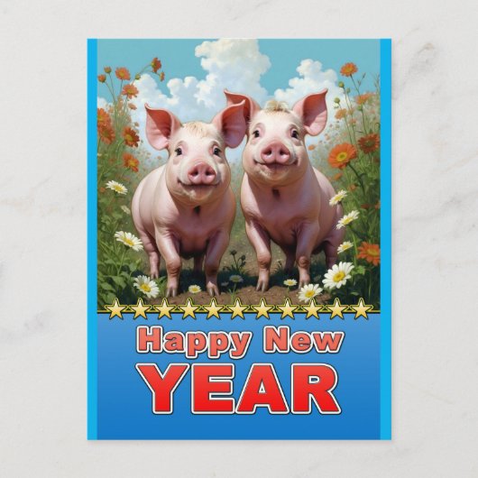 Schweine Postkarte (Vorderseite)