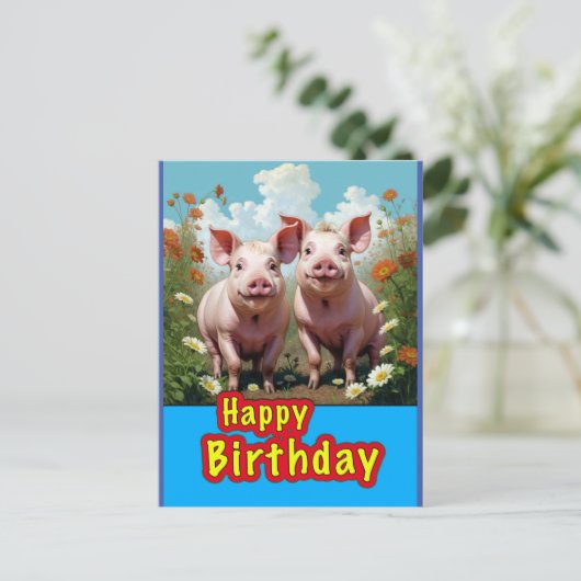 Schweine Postkarte (Stehend Vorderseite)