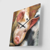 SCHWEINE QUADRATISCHE WANDUHR (Winkel)