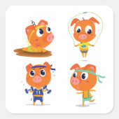 Schweine Quadratischer Aufkleber (Vorderseite)