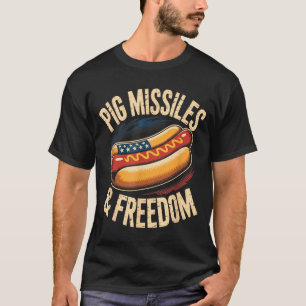 Schweine-Raketen und Freiheit lustiger 4. Juli BBQ T-Shirt