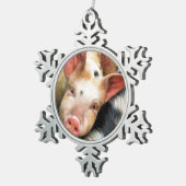 SCHWEINE SCHNEEFLOCKEN Zinn-Ornament (Rechts)