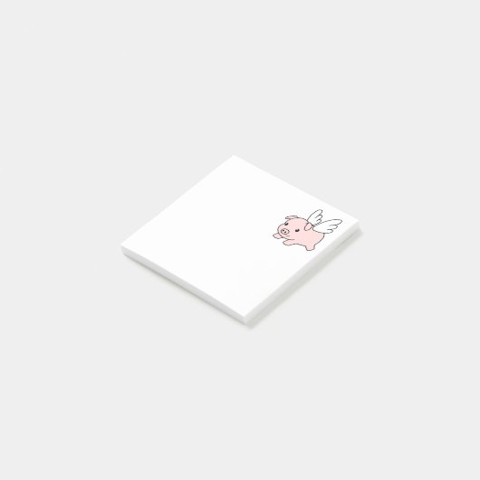 Schweine - Schwein mit Flügeln Post-it Klebezettel (angewinkelt)
