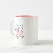 Schweine - Schwein mit Flügeln Zweifarbige Tasse (Vorderseite Links)