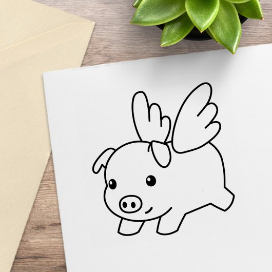 Schweine, Schweine mit Flügeln Gummistempel