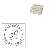 Schweine, Schweine mit Wings Runde Adresse 3 Gummistempel (Stempel)