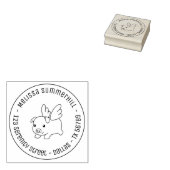 Schweine, Schweine mit Wings Runde Adresse 3 Gummistempel (Stempel)