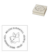 Schweine, Schweine mit Wings Runde Adresse 4 Gummistempel (Stempel)