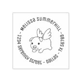 Schweine, Schweine mit Wings Runde Adresse 4 Gummistempel (Prägung)