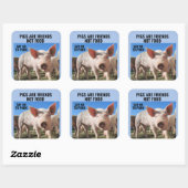 SCHWEINE SIND FREUNDE, NICHT LEBENSMITTEL - VEGANE QUADRATISCHER AUFKLEBER (Blatt)