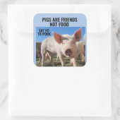 SCHWEINE SIND FREUNDE, NICHT LEBENSMITTEL - VEGANE QUADRATISCHER AUFKLEBER (Tasche)