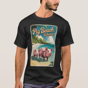 Schweine Strand Bahamas Reise Kunst Vintage T-Shirt