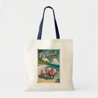 Schweine Strand Bahamas Reise Kunst Vintage