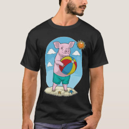 Schweine-Strand Wasserball Sommer T-Shirt
