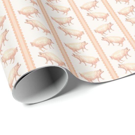 Schweine Streifen Geschenkpapier (Rolleneckpunkt)