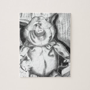 Schweine-Stuffed-Tier-Kohlezeichnung Puzzle