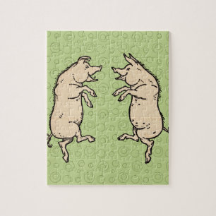 Schweine tanzen Antique Piggy Dance Jig Puzzle