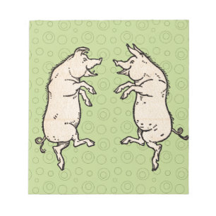Schweine tanzen Antique piggy dance Notizblock