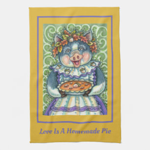 SCHWEINE UND ACORN PIE, ERNTEDANK MIT LIEBE GESCHIRRTUCH