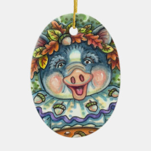 SCHWEINE UND ACORN PIE, ERNTEDANK MIT LIEBE KERAMIK ORNAMENT