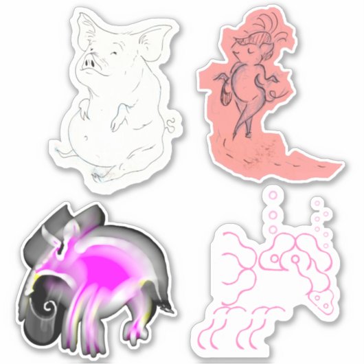 Schweine und besondere rosa Dinge Vinyl Stickers Aufkleber (Vorderseite)