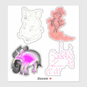 Schweine und besondere rosa Dinge Vinyl Stickers Aufkleber (Blatt)