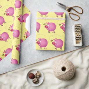 Schweine- und Bienen-Bienen-Geschenkpapier Geschenkpapier