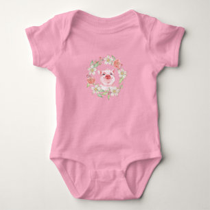 Schweine und Blume Baby Strampler