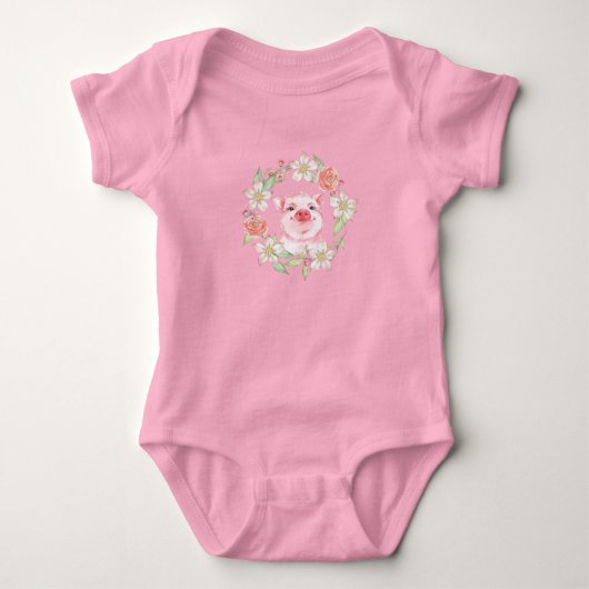 Schweine und Blume Baby Strampler (Vorderseite)