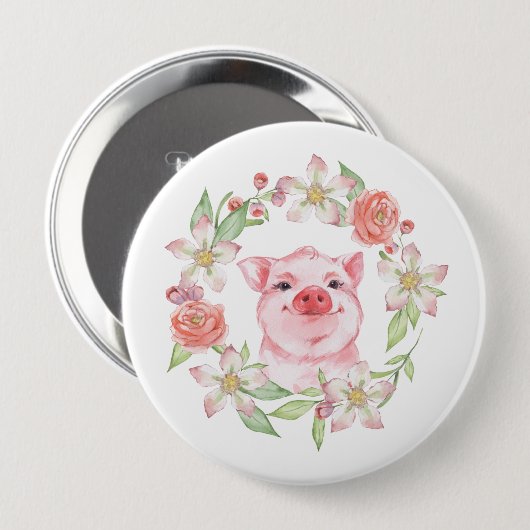 Schweine und Blume Button (Vorne & Hinten)