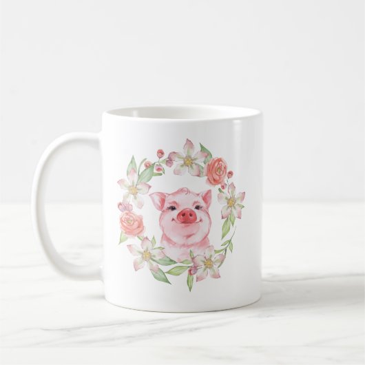 Schweine und Blume Kaffeetasse (Links)