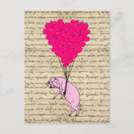 Schweine und Herzblasen Postkarte