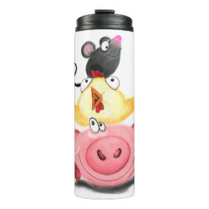 Schweine und Maus Freunde Funny Thermal Tumbler Thermosbecher