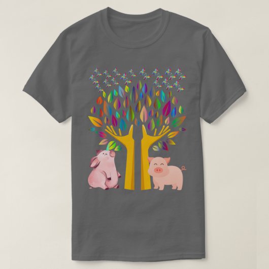 Schweine unter Baumpeppie T-Shirt (Design vorne)