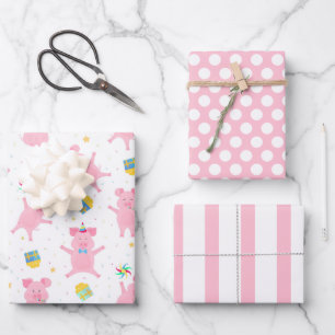Schweine-Verpackungspapier-Set zum Feiern Geschenkpapier Set