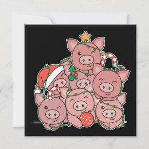 Schweine-Weihnachtsbaum Lustige Tier-Weihnachtsein Einladung
